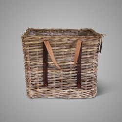 Basket Ellips Rattan  Leather Handle 50x30x45