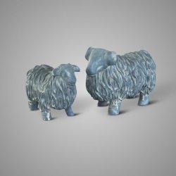 Set Of 2 Hairy Sheep Majestic Vintage D.20-15 H.14-12