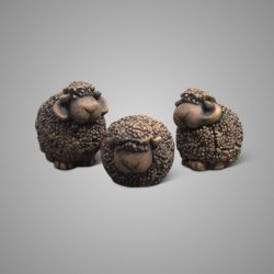 Set Of 3 Sheep Classic Majestic Brown D.14 H.14