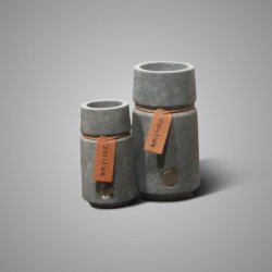Set of 2 Cylinders Tealightholders Leather Rope Maj. Vintage