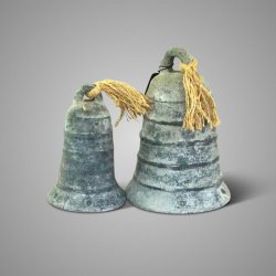 Set of 2 Bells with Rope Stone Black D.15-11 H.22-16