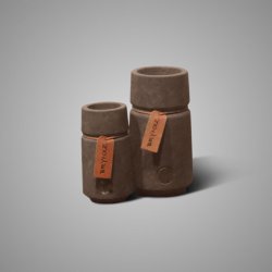 Set of 2 Cylinders Tealightholders Leather Rope Maj. Brown D