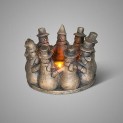 Tealightholder Circle of Snowmen Majestic Brown D.23 H.15