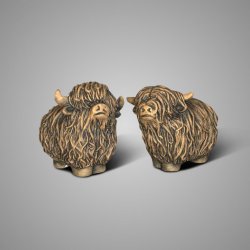 Set of 2 Scottish Highlanders BRYNXZ Majestic Brown D.17-16