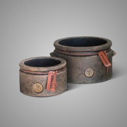 Set of 2 Planters With Rope Majestic Brown D.24-15 H.13-9