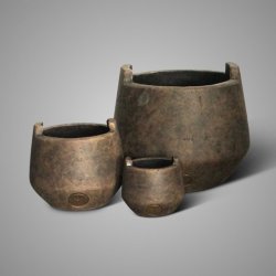 Set Of 3 Planters Basic Majestic Brown D.25-16-10 H.22-14-9