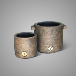 Set of 2 Planters Basic Majestic Brown D.24-14 H.19-13