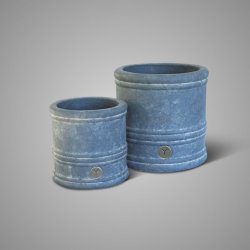 Set Of 2 Planter With Lines Majestic Vintage D.22-17 H.22-17