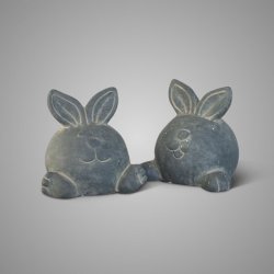 Set Of 2 Funny Rabbits Majestic Vintage D.13 H.12-8