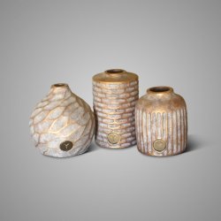 Sort. Of 3 Vases Relief Jewel D.14-12 H.16-13