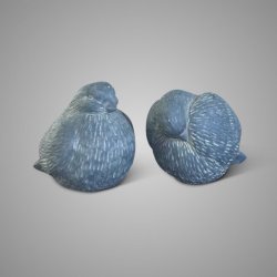 Set Of 2 Birds Relief Majestic Vintage D.12 H.11