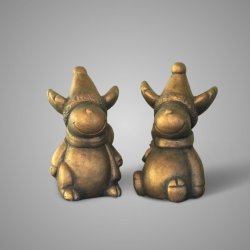 Set of 2 Sitting Rudolph's Majestic Gold D.8 H.13
