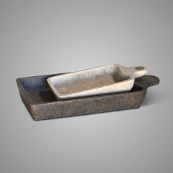 Set of 2 Rectangular Plates with Handle Majestic Brown D.40-
