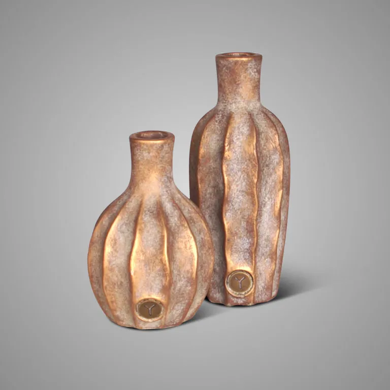 Set of 2 Bottles Relief with Neck Jewel  D.13-11 H.27-20
