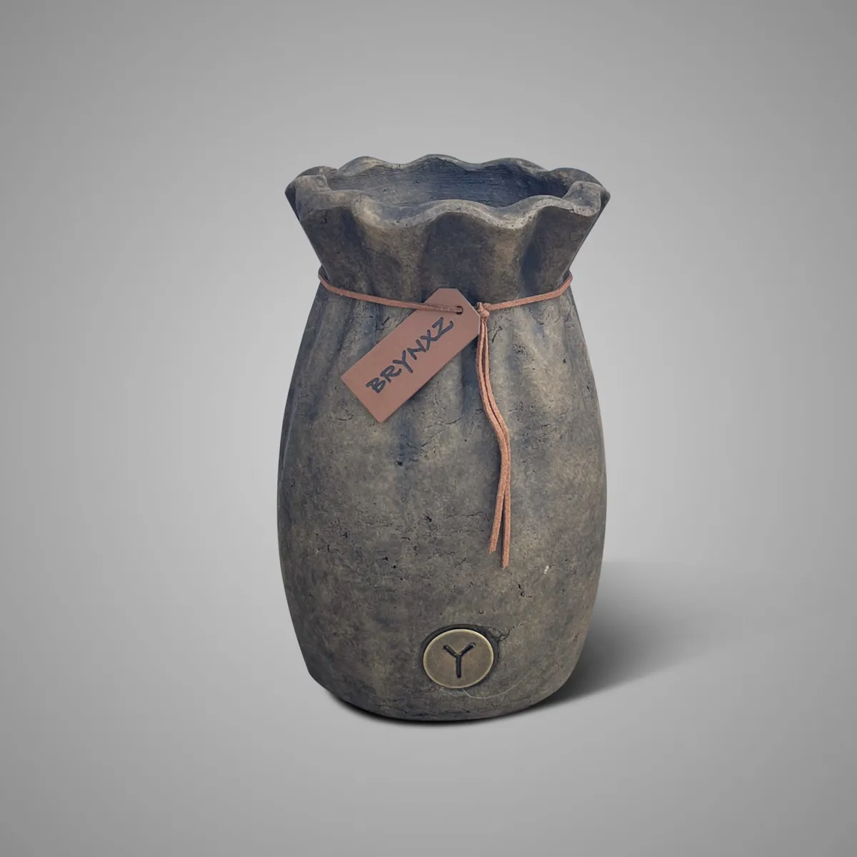 Planter Bag with Leather Rope Majestic Brown L D.15 H.23