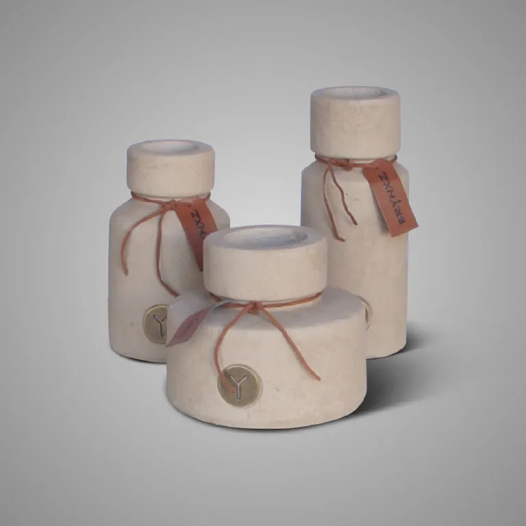 Set of 3 Bottles Leather Rope Majestic Taupe D.15-10-9 H.20