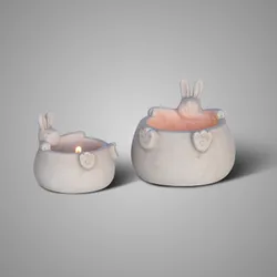 Set of 2 Tealightcups Hare Majestic Taupe D.12-10 H.10-8