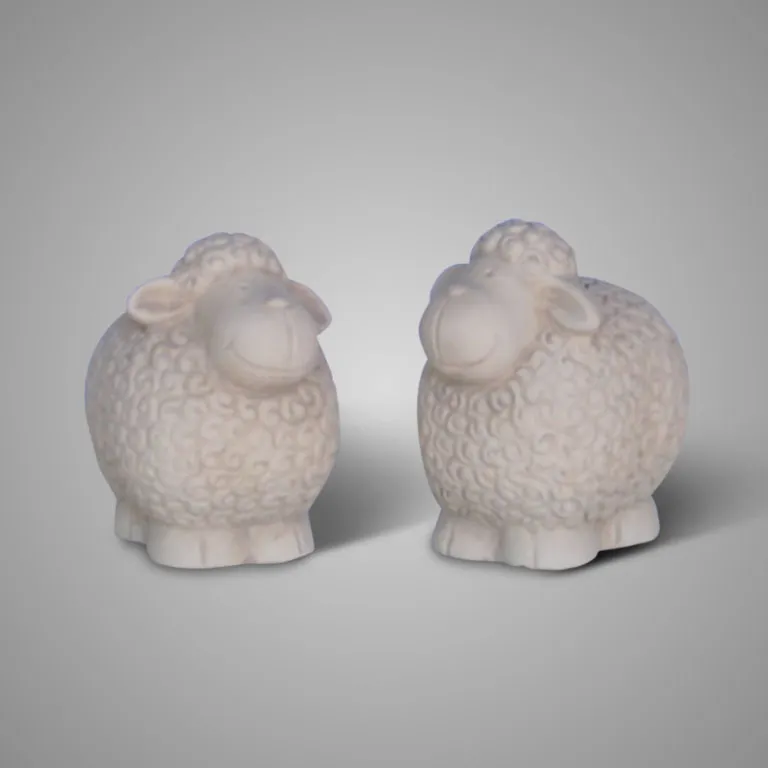 Set of 2 Funny Sheep Majestic Taupe D.12 H.13