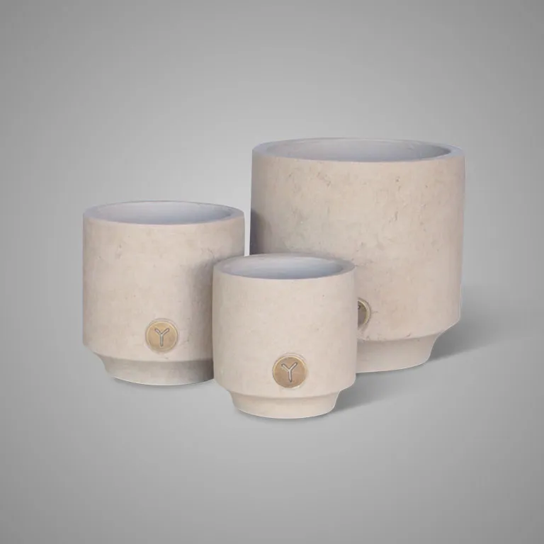 Set of 3 Planters Basic Majestic Taupe D.23-16-13 H.22-16-13