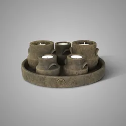 Amazing Set of 5 Tealightcups on Plate Majestic Brown D.30 H