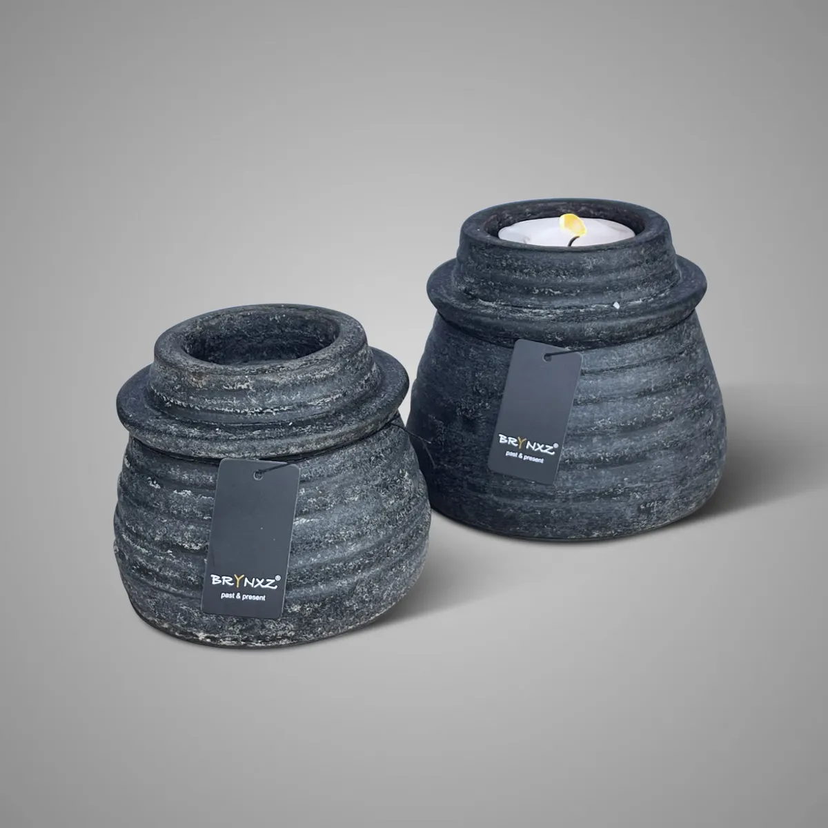 Set of 2 Tealightcups Basalt D.14-12 H.14-12