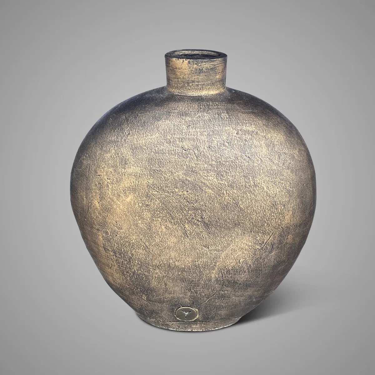 Vase Ellipse Neck Ancient Bronze L 34X17X40