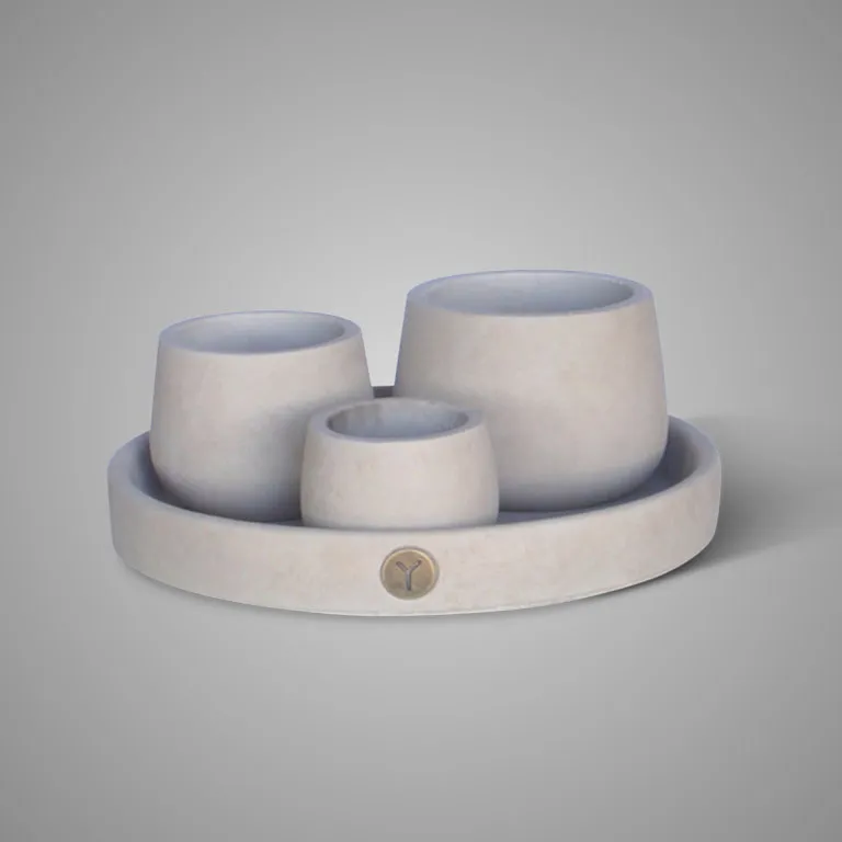 Set with Plate and 3 Cups Majestic Taupe D.30 H.10