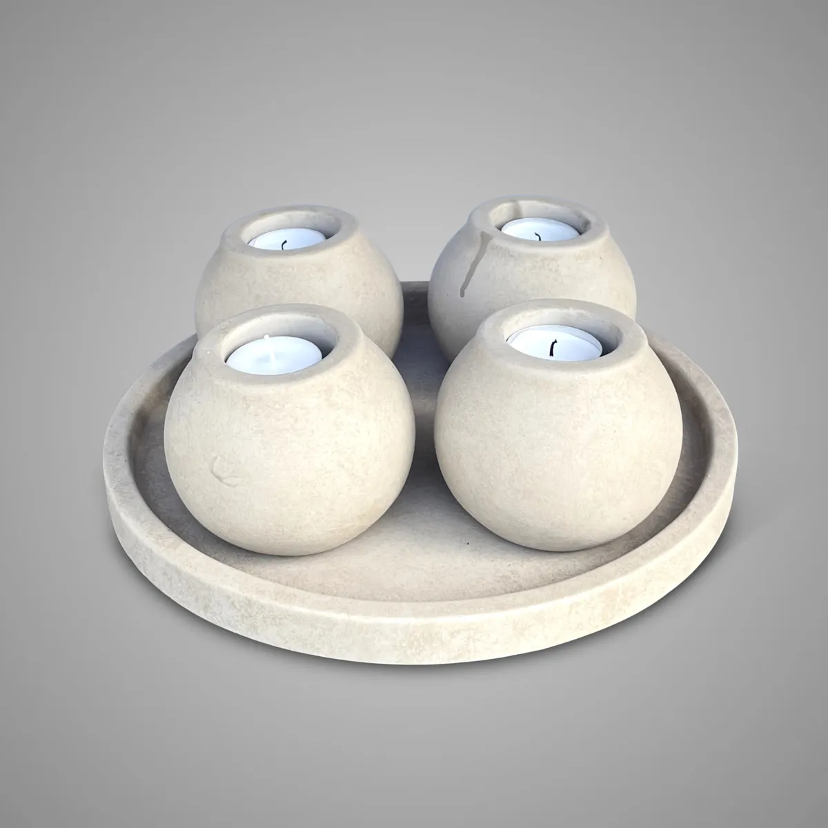 Set of 4 Tealightcups on Plate Majestic Taupe D.30 H.12