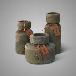 Set of 3 Bottles Leather Rope Majestic Brown D.15-10-9 H.20