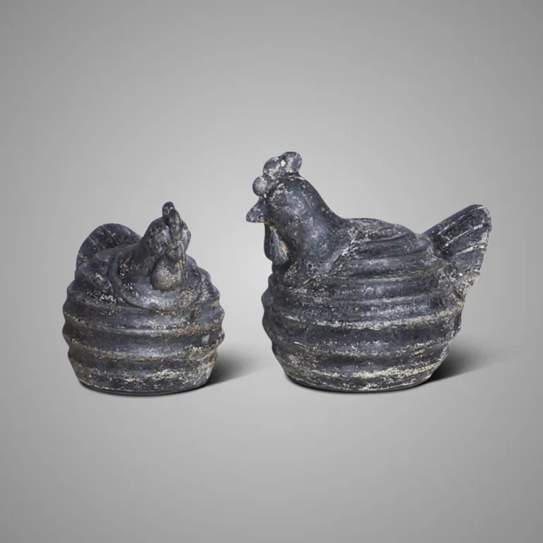 Set of 2 Chicken Relief Basalt D.19-19 H.17-14