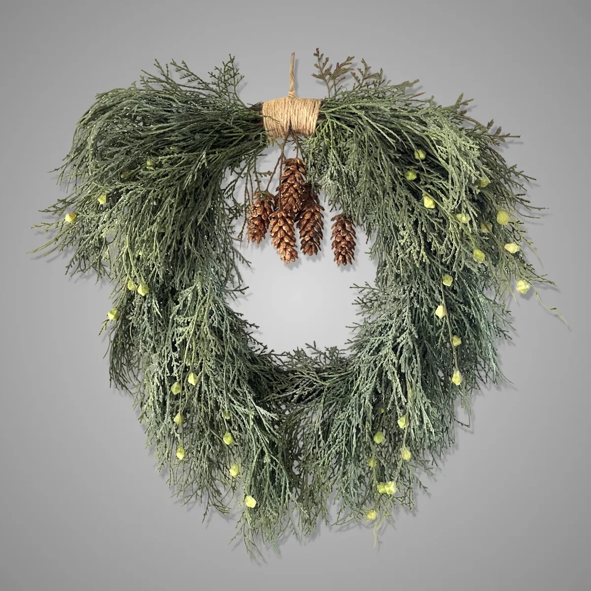 Wreath Thuja With Cones and Rope Green D. 58 cm