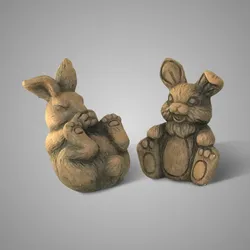 Set of 2 Hares Funny Majestic Brown D.14-12 H.15