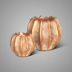 Set of 2 Tealights Pumpkin Jewel L D.13 -9 H.11-8