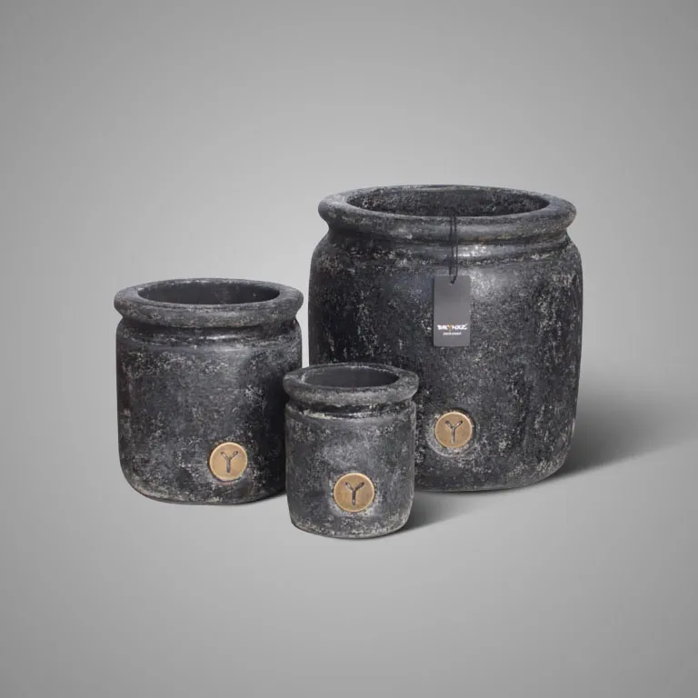 Set of 3 Planters Edge Basalt D.22-16-13 H.22-17-13