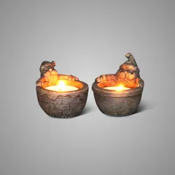 Set of 2 Tealightcups Santa Claus on his Belly Majestic Brow