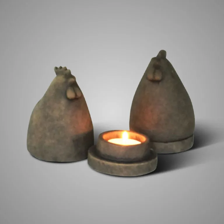 Candleholder Egg and Chicken Majestic Brown D.11 H.18