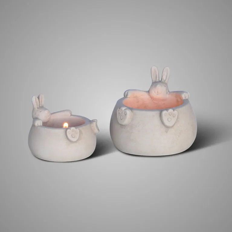 Set of 2 Tealightcups Hare Majestic Taupe D.12-10 H.10-8