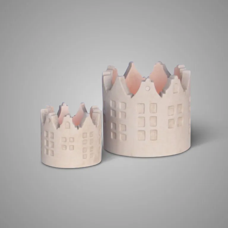 Set of 2Tealightholders Canalhouse Majestic Taupe L D.11-7 H