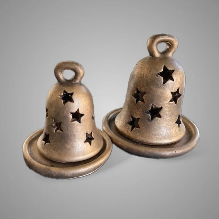 Set of 2 Jinglebells Tealightcup Majestic Gold D.15-12 H.15-
