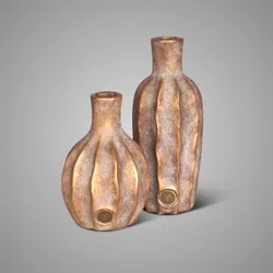 Set of 2 Bottles Relief with Neck Jewel  D.13-11 H.27-20