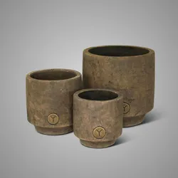 Set of 3 Planters Basic Majestic Brown D.23-16-13 H.22-16-13