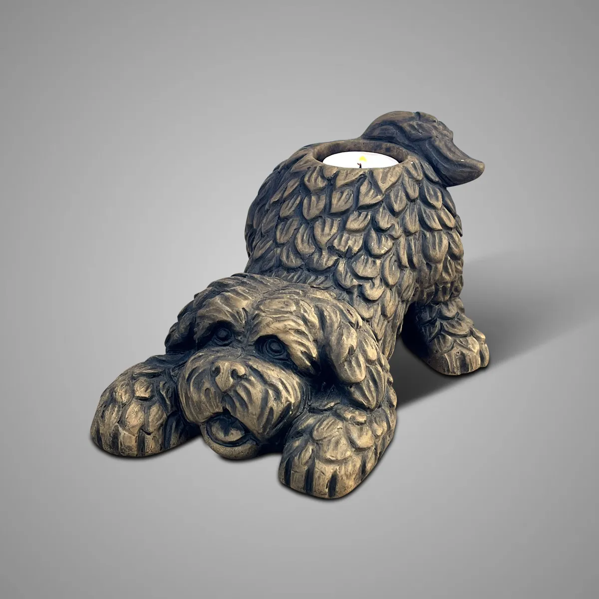 Barking Dog Tealighholder Majestic Brown D.24 H.13