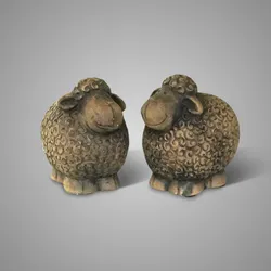 Set of 2 Funny Sheep Majestic Brown D.12 H.13