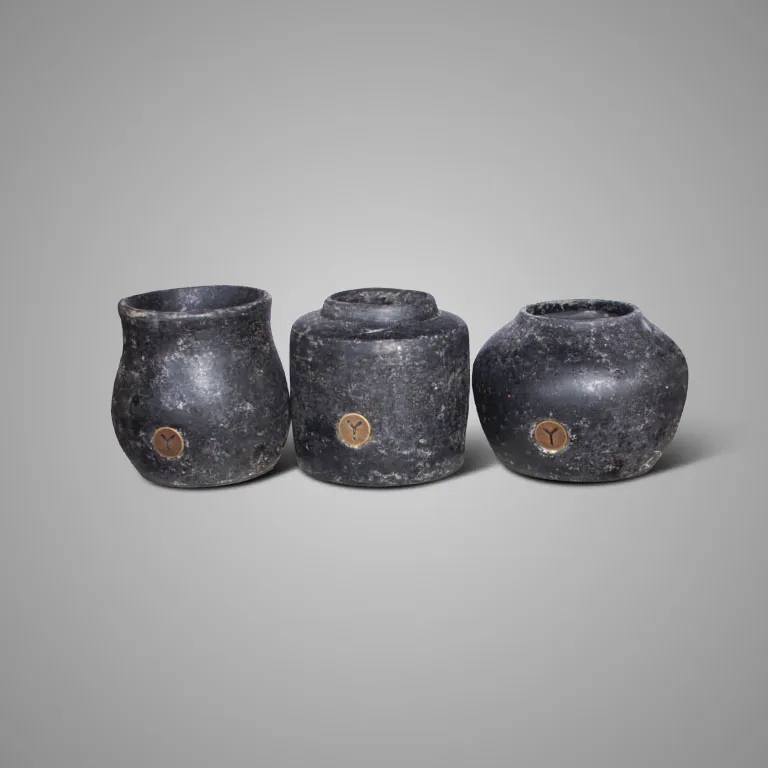 Set of 3 Planters Basic Basalt D.20-17 H.16