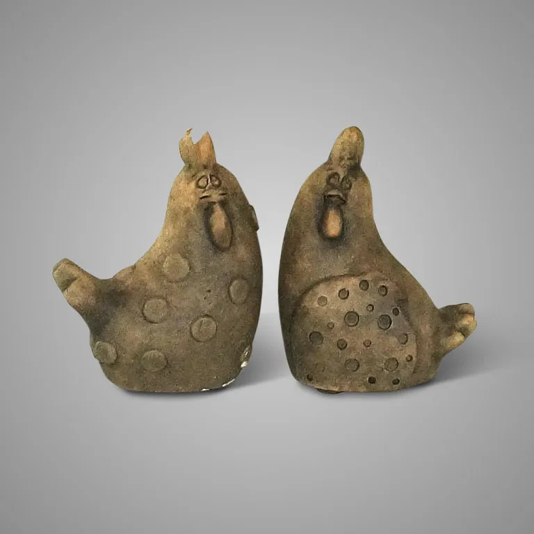 Set of 2 Chicken in Love Majestic Brown D.10 H.13