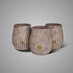 Set of 3 Planters Vario Relief Jewel D.18 H.20