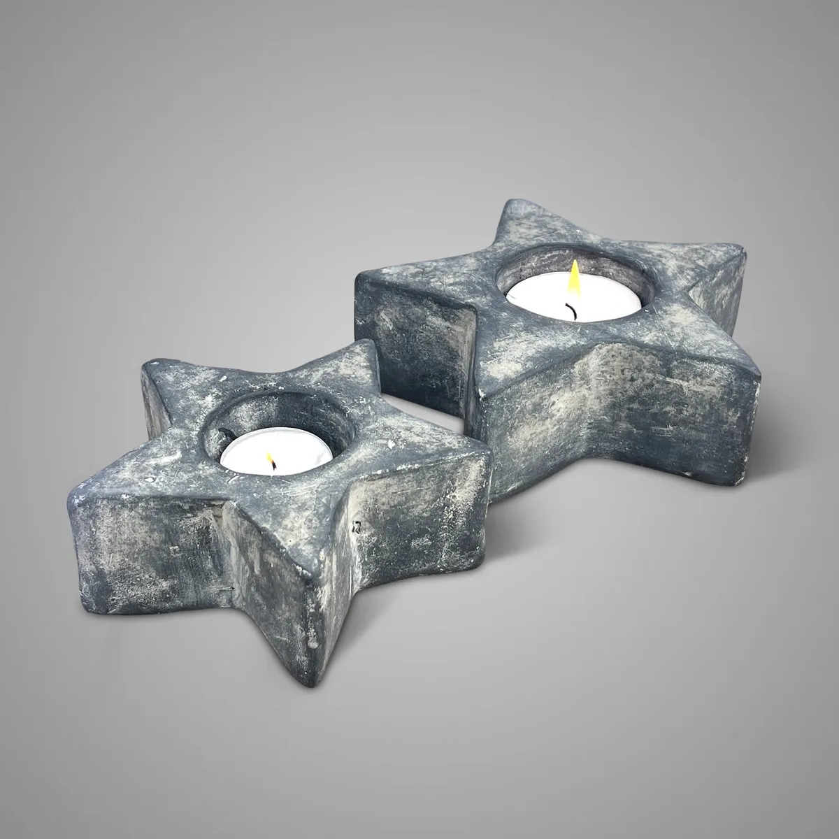 Set of 2 Tealightholders Star Ancient Clay D.18-14 H.5