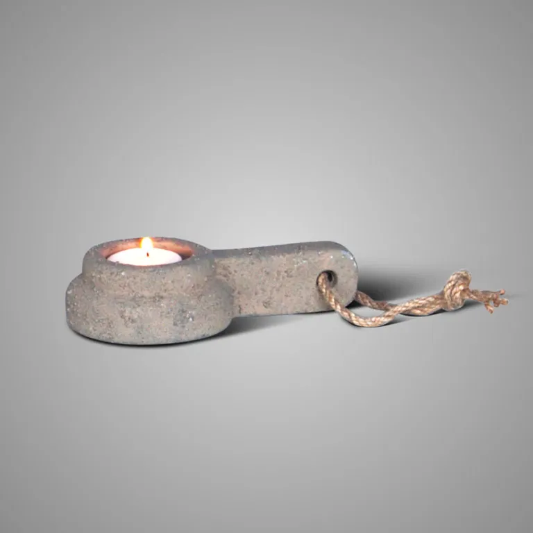 Tealightholder Handcraft With Rope Rustic M