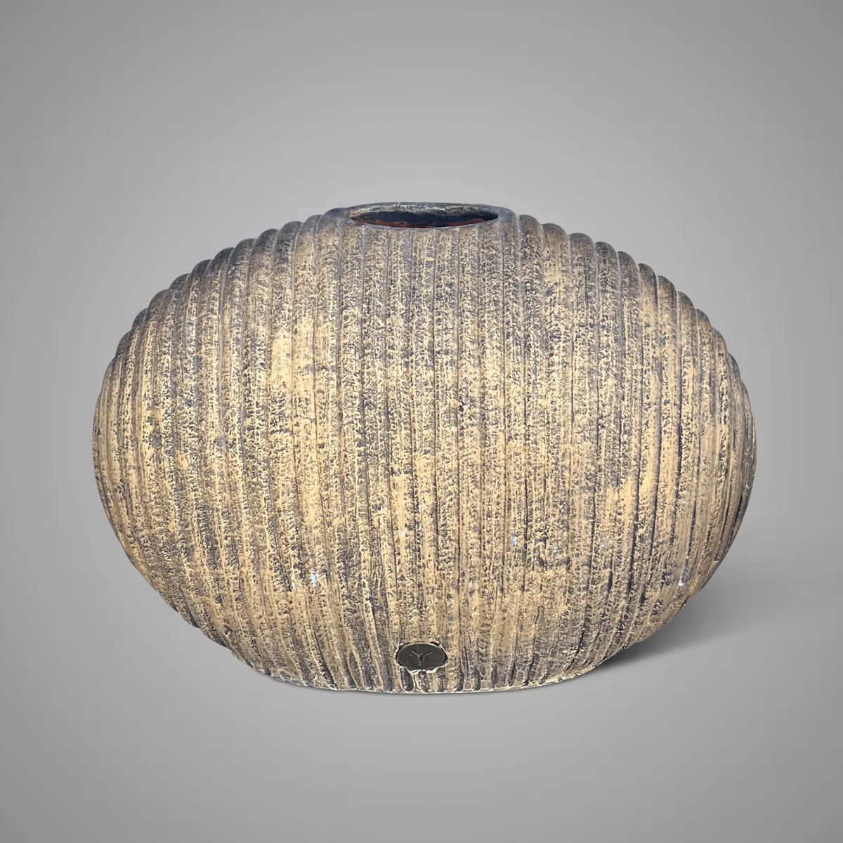 Vase Ellipse Relief Ancient Bronze 42X16X33