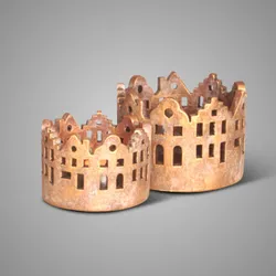 Set of 2 Tealight Canalhouses Jewel D.15-12 H.11-9